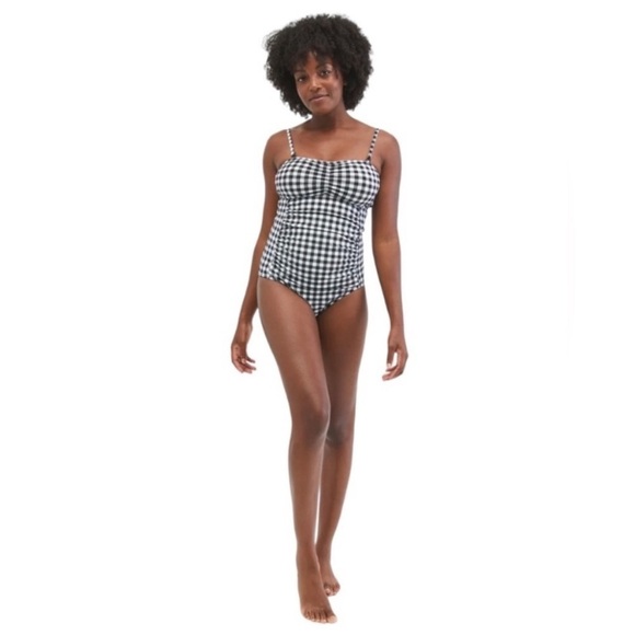 Motherhood Maternity New Bounceback Postpartum Black Gingham Swimsuit Sz Small + - Picture 1 of 14